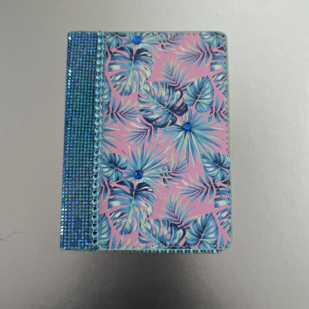 Alchemy Pink and Blue Bling Tropical Passport Case - Picture 5 of 9